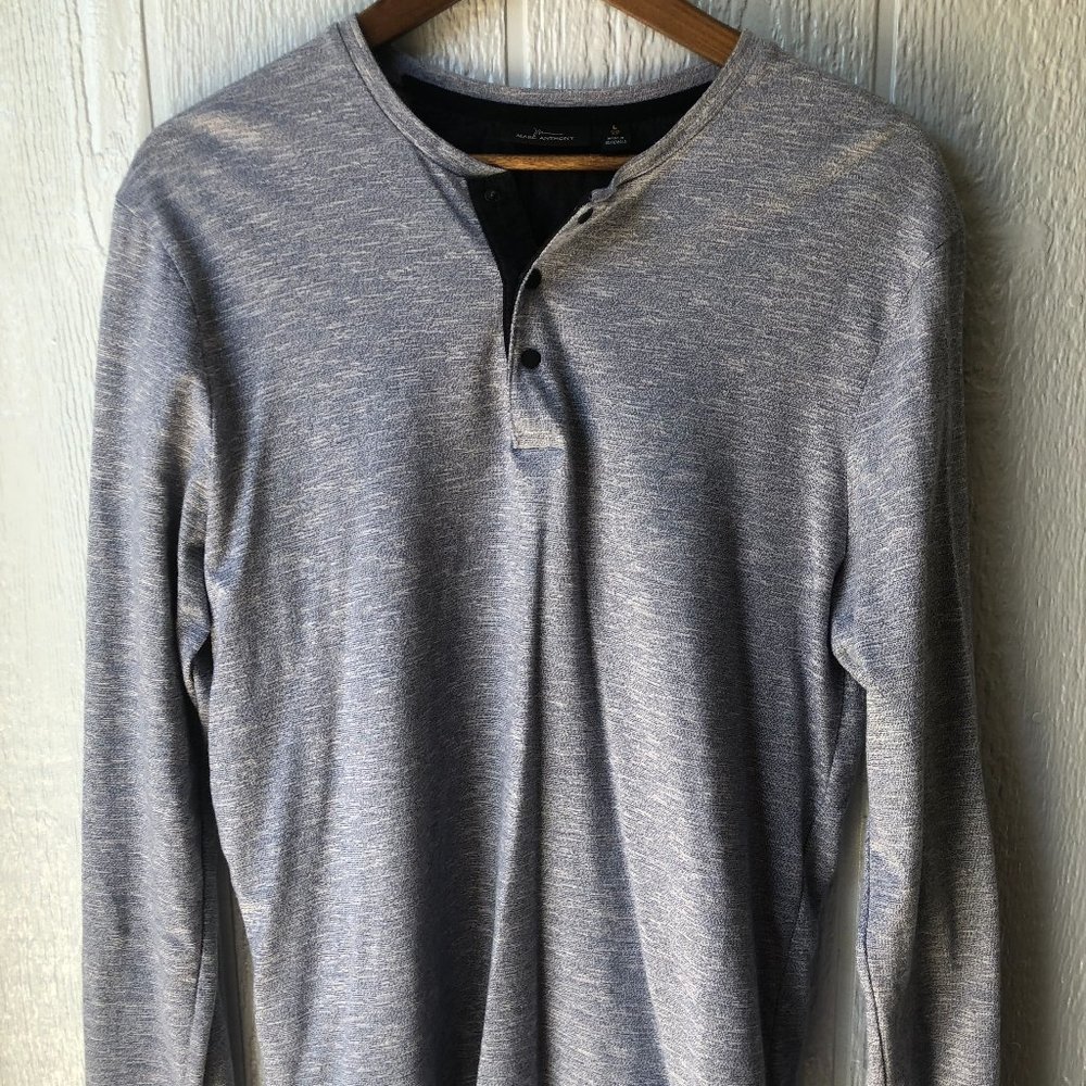 Marc Anthony Long Sleeve Slim T-shirt Blue-Gray